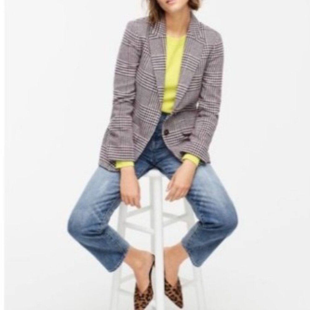 J. Crew Glen Plaid Blazer with Neon Yellow Top